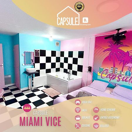 Capsule Miami Vice - Jacuzzi - Billard - Ecran Cinema & Netflix - Ping-Pong - Nintendo & Jeux- リエヴァン エクステリア 写真