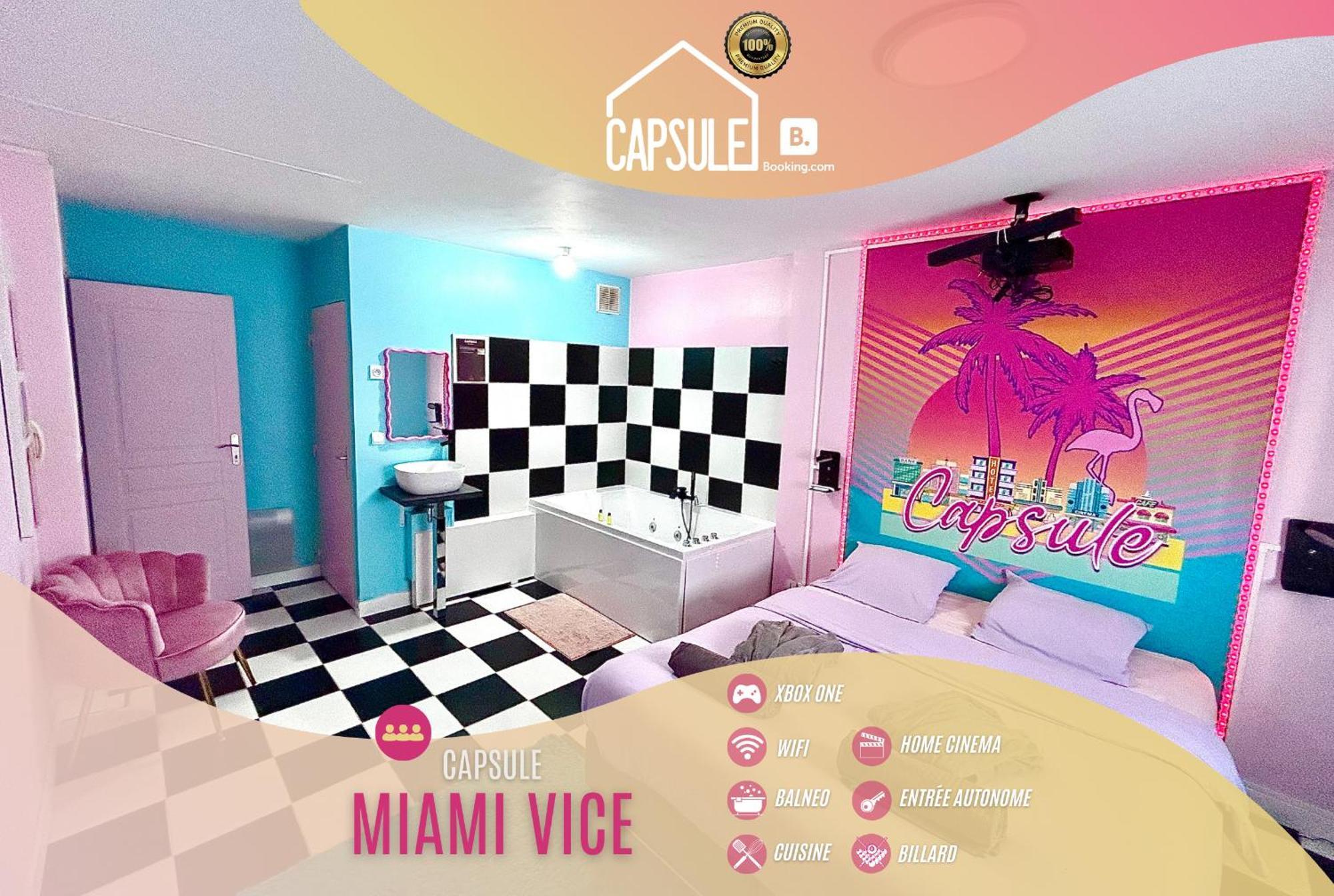 Capsule Miami Vice - Jacuzzi - Billard - Ecran Cinema & Netflix - Ping-Pong - Nintendo & Jeux- リエヴァン エクステリア 写真